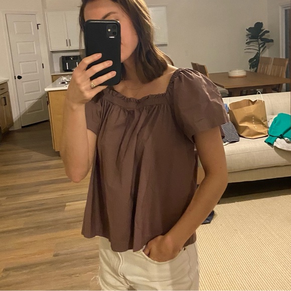 GAP Flutter Sleeve Top / open neck in deep purple💜 - Picture 5 of 9